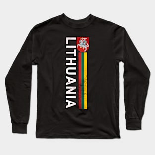 Lithuania Flag And Emblem Left Side Retro-Effect Long Sleeve T-Shirt